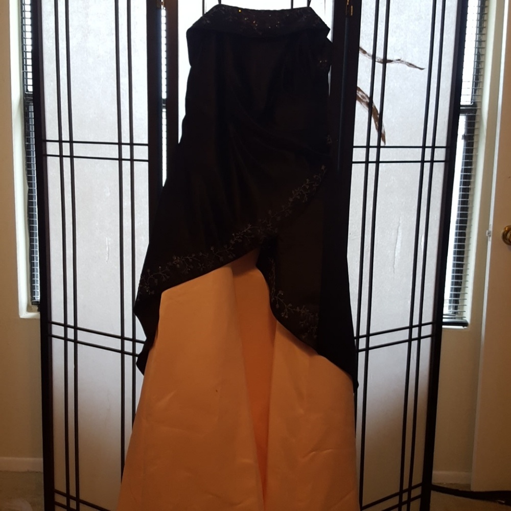 Strapless Black and Pink Prom Dress